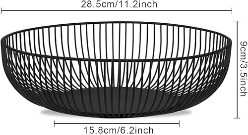 Miniatura 2 de IBWell Cesta de frutas de alambre negro para fruta, plato de frutas para cocina, cesta de frutas, cuencos de frutas para mostradores, frutero