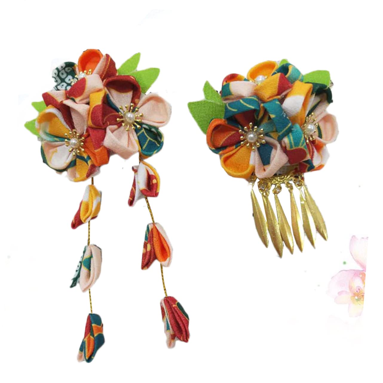 Housoutil 6stücke Japanischer Stil Blumen-stirnband Mode Stoff-metall Haaraccessoires Für Damen Und Mädchen Gelb Für Festliche Anlässe Und Alltag
