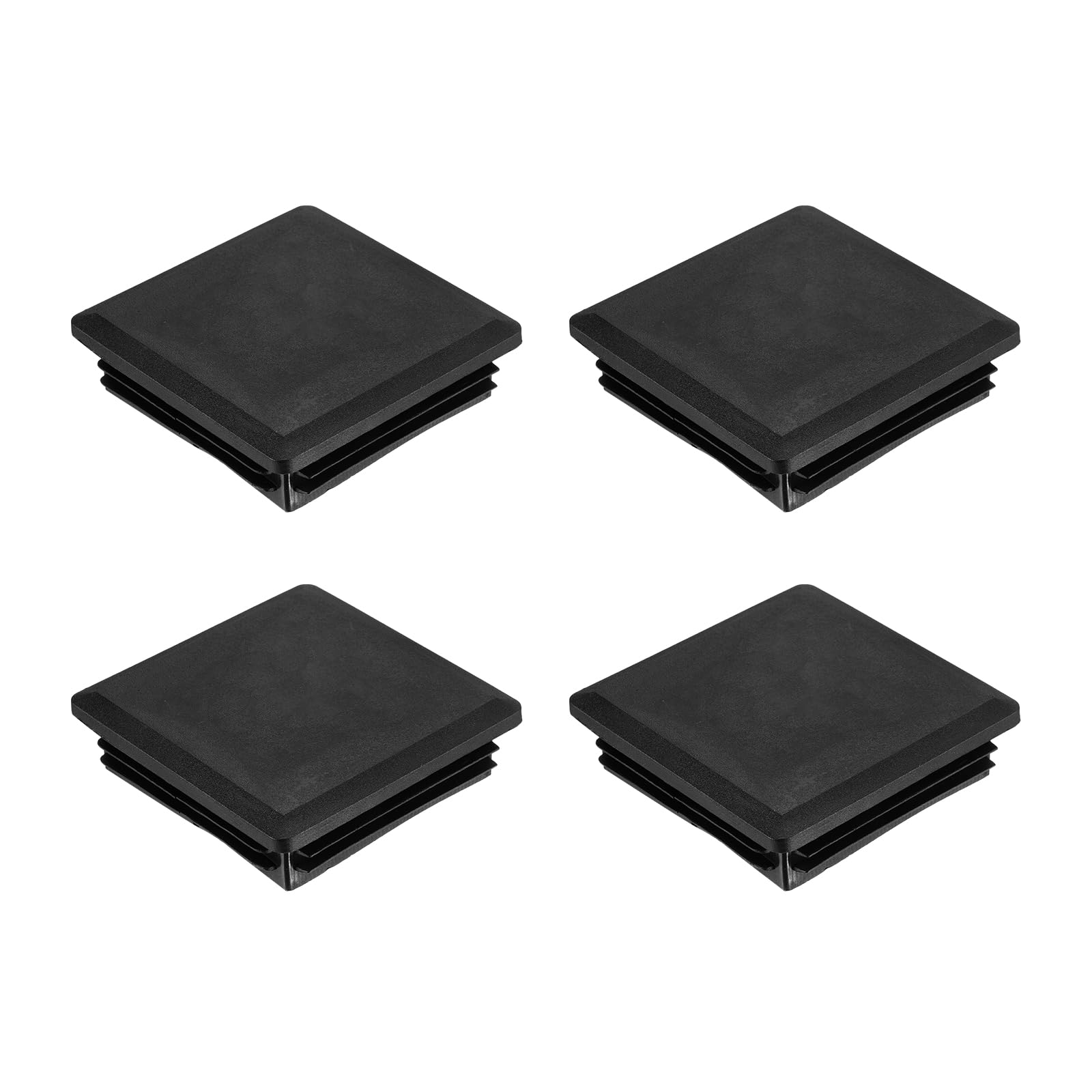 uxcell 4Pcs Square Plastic Plugs, 80 x 80mm/3.15 x 3.15inch PE Pipe Tubing End Caps for 72-78mm/2.83-3.07inch Square Tube Furniture Chair Leg, Black
