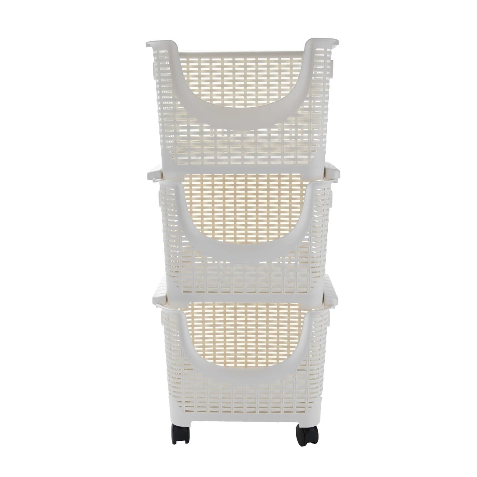 Cocina Contenitori portaoggetti impilabili a 3 livelli, carrello da portata in plastica, bianco, vassoio rimovibile, bar cucina Estante de almacenamiento