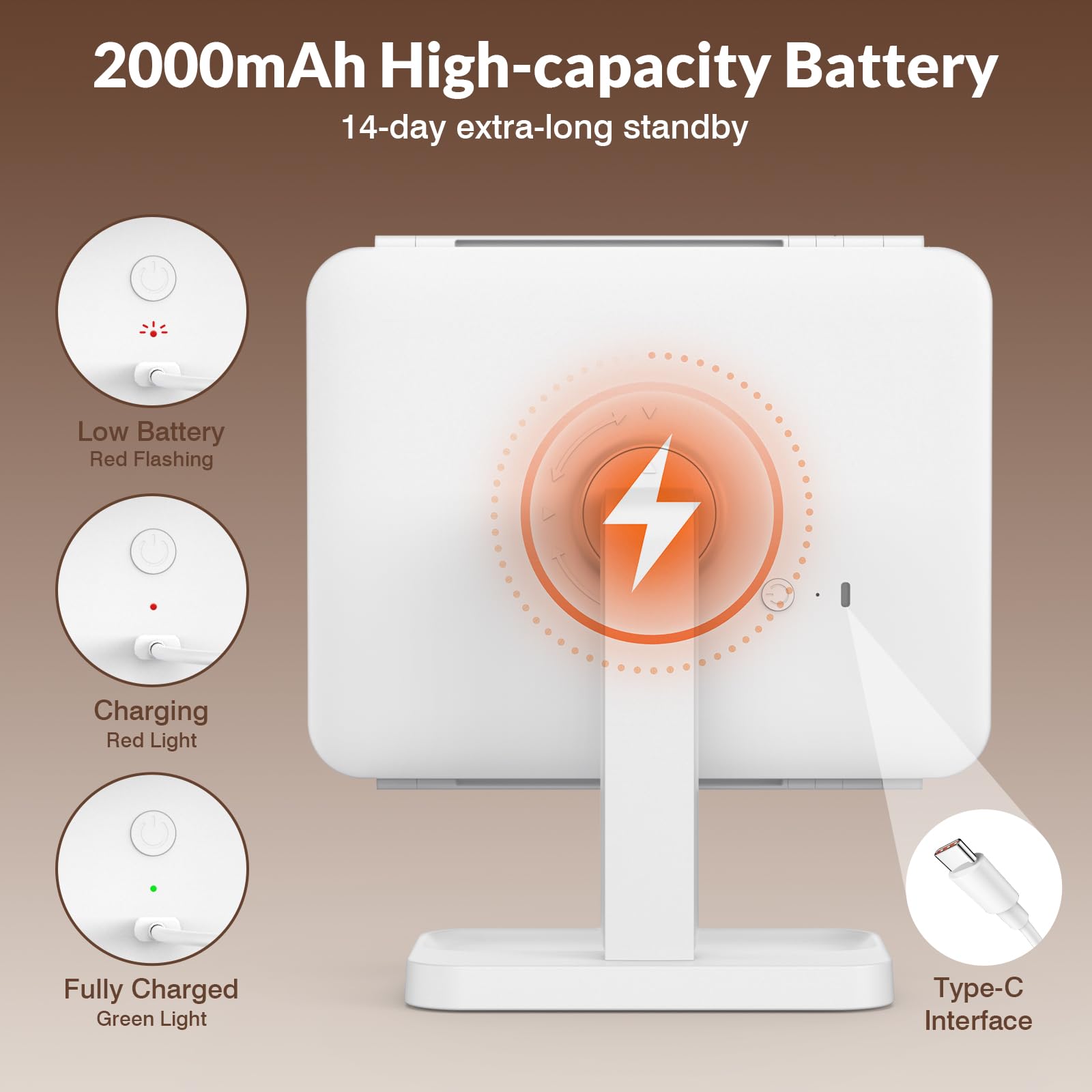 EASEHOLD Schminkspiegel mit Lichtern LED beleuchteter Spiegel 1X/2X/3X/ Vergrößerung Trifold Spiegel mit Touchscreen 180 Grad Drehung Dual Netzteil Dimmen Beleuchteter Kosmetikspiegel