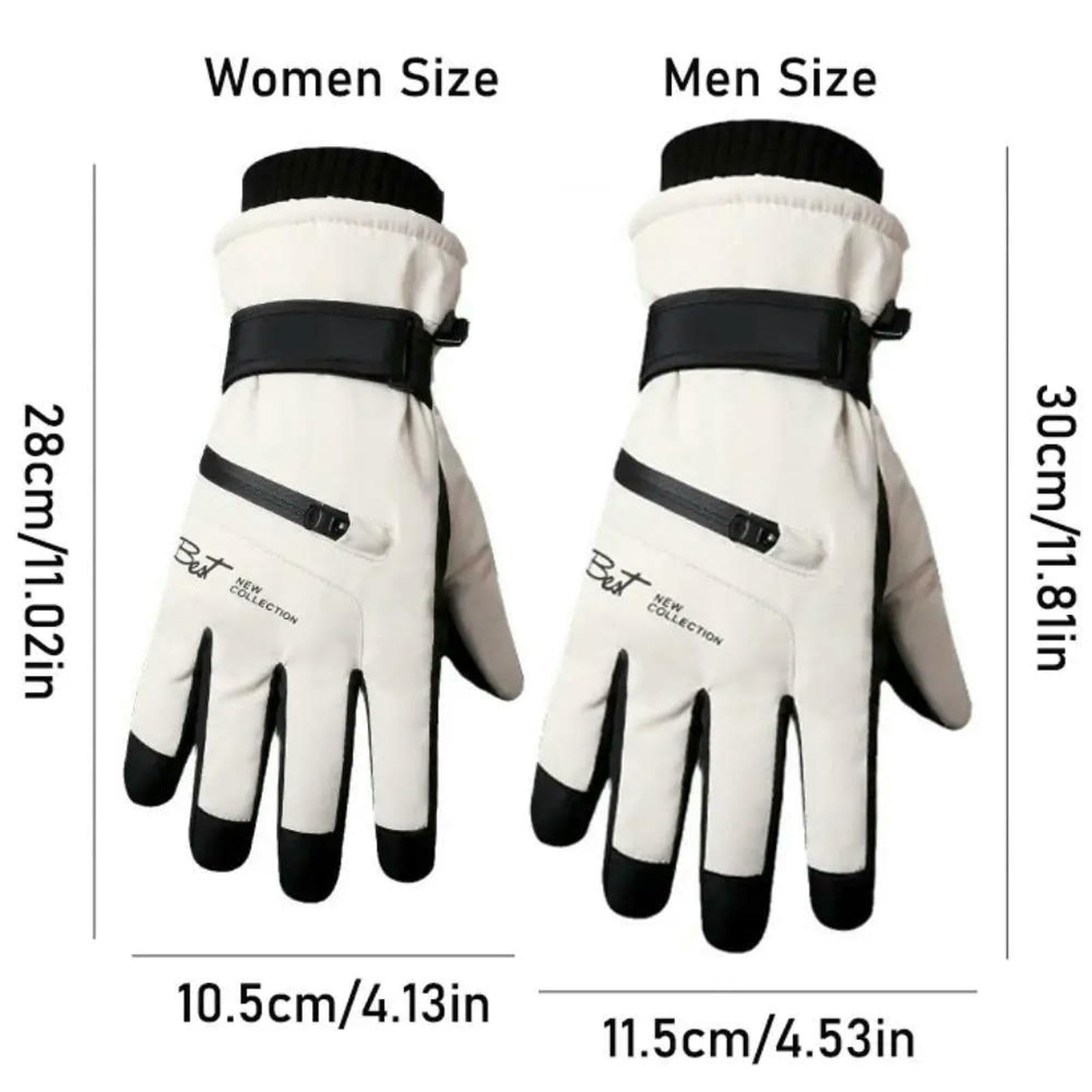 Guanti da Sci Impermeabili con Tasca Cerniera Touchscreen Addensati Caldi Invernali Moda Bicicletta Donna-Stile 3