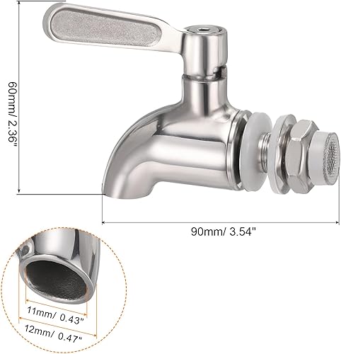 Miniatura 2 de uxcell Boquilla de repuesto para dispensador de bebidas, 1 juego de grifo de repuesto de grifo de acero inoxidable para fiestas, reuniones