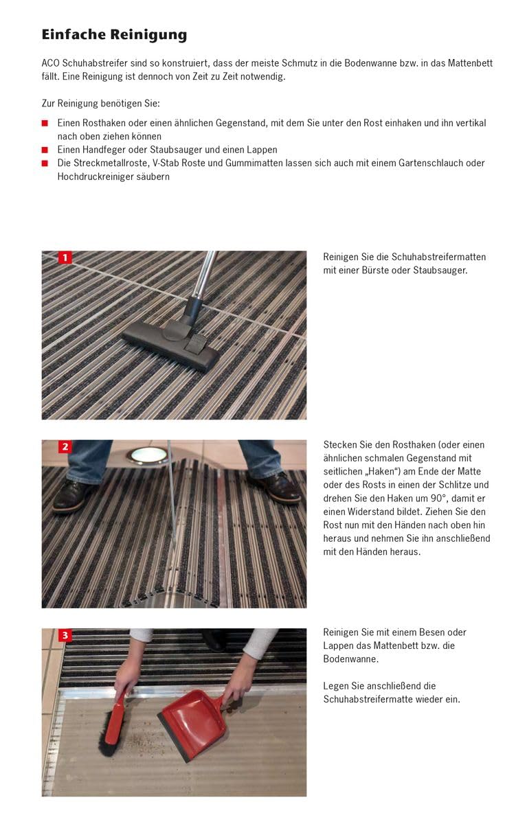 ACO Eingangsmatte 100x50 Rips hellgrau mit ALU Rahmen Fußmatte Türmatte Abstreifer Schuhabstreifer