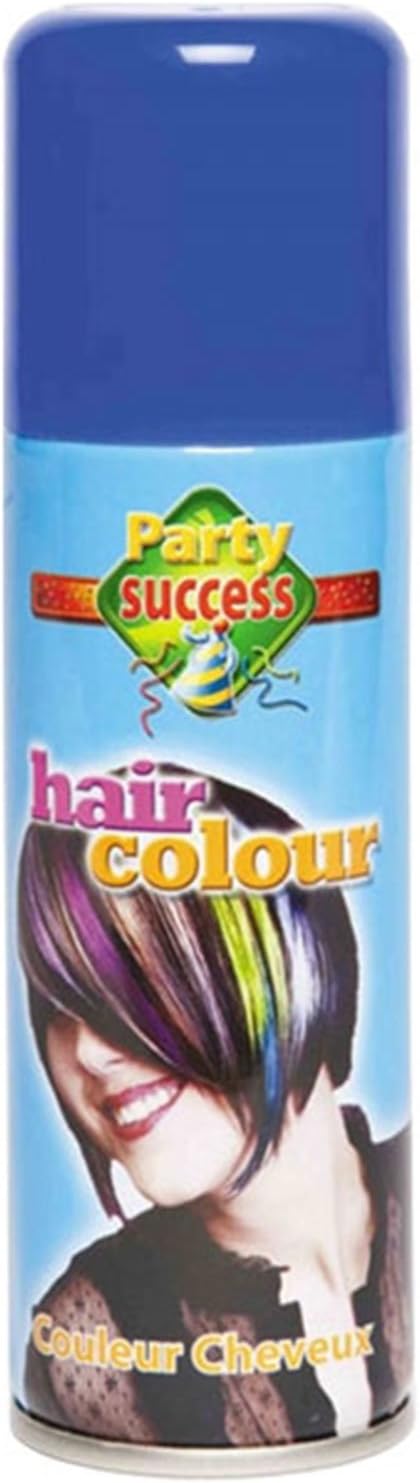 LDIES WOMENS MENS UNISEX FANCY DRESS NOVELTEY HAIR SPRAY WHITE BLACK YELLOW ORANGE PINK SILVER PURPLE RED GREEN BLUE 125ML (BLUE)