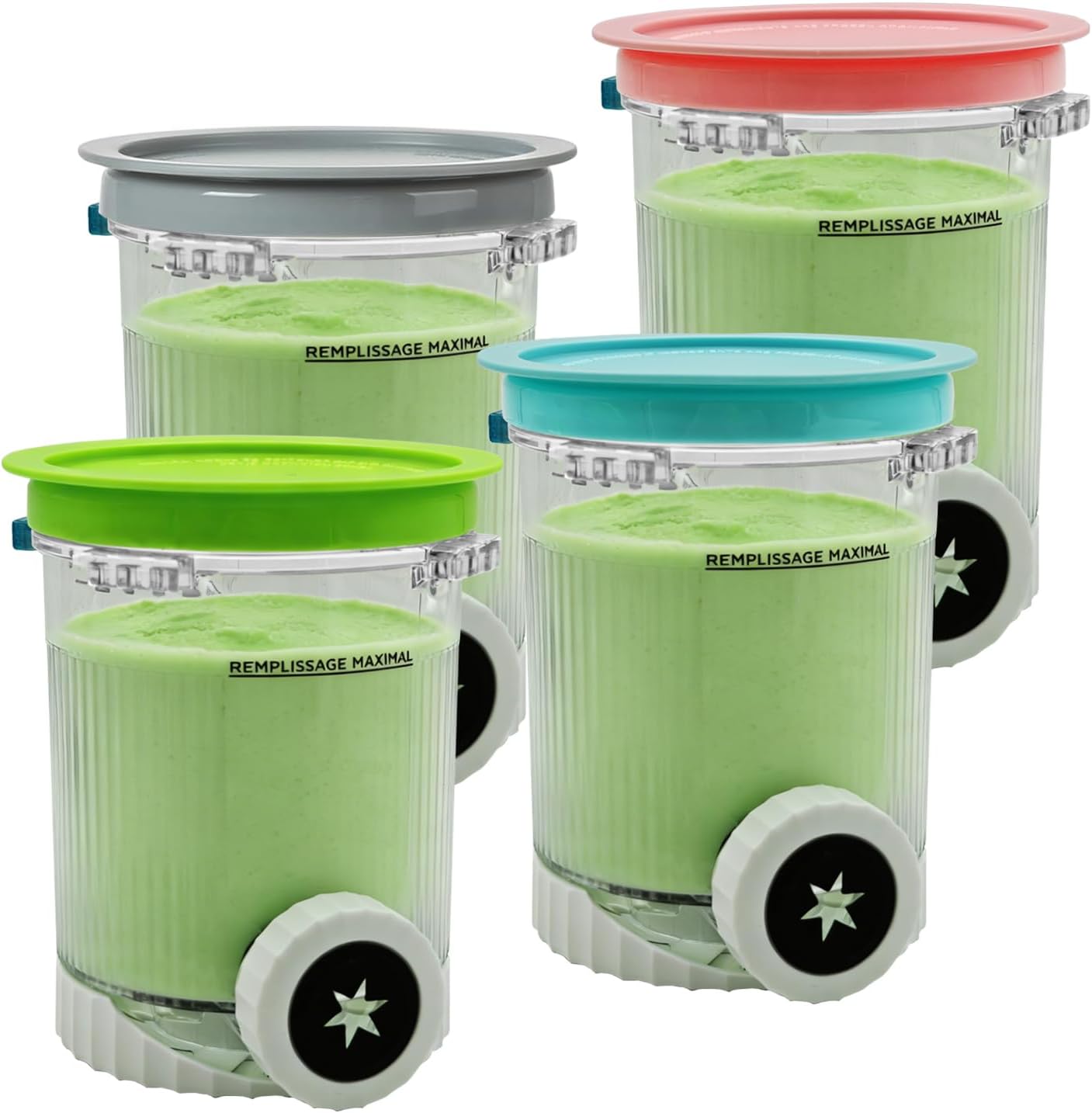 4 Pack for Ninja Creami Swirl Containers and Lids NC701 NC701C, Creamy Pints Cups Compatible with Ninja Swirl Ice Cream & Soft Serve Makers NC700 Series Accessories, BPA-Free, Dishwasher Safe