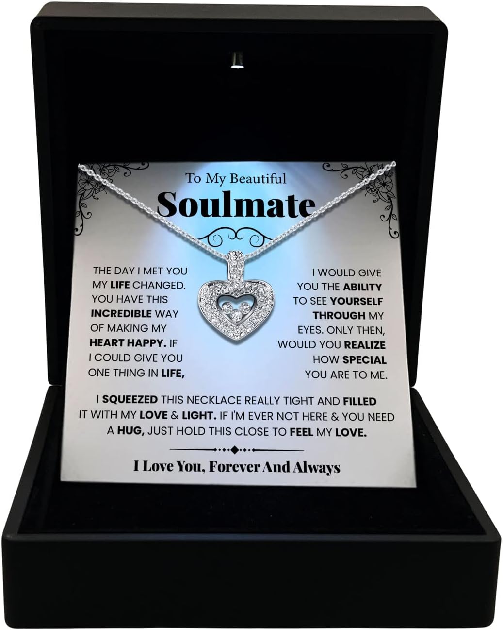To My Soulmate Necklace - Heartfelt Birthday, Valentine's, Anniversary, Christmas Gift for Her - Romantic Christmas Gifts for Girlfriend, Wife, Soulmate Jewelry - Image 2