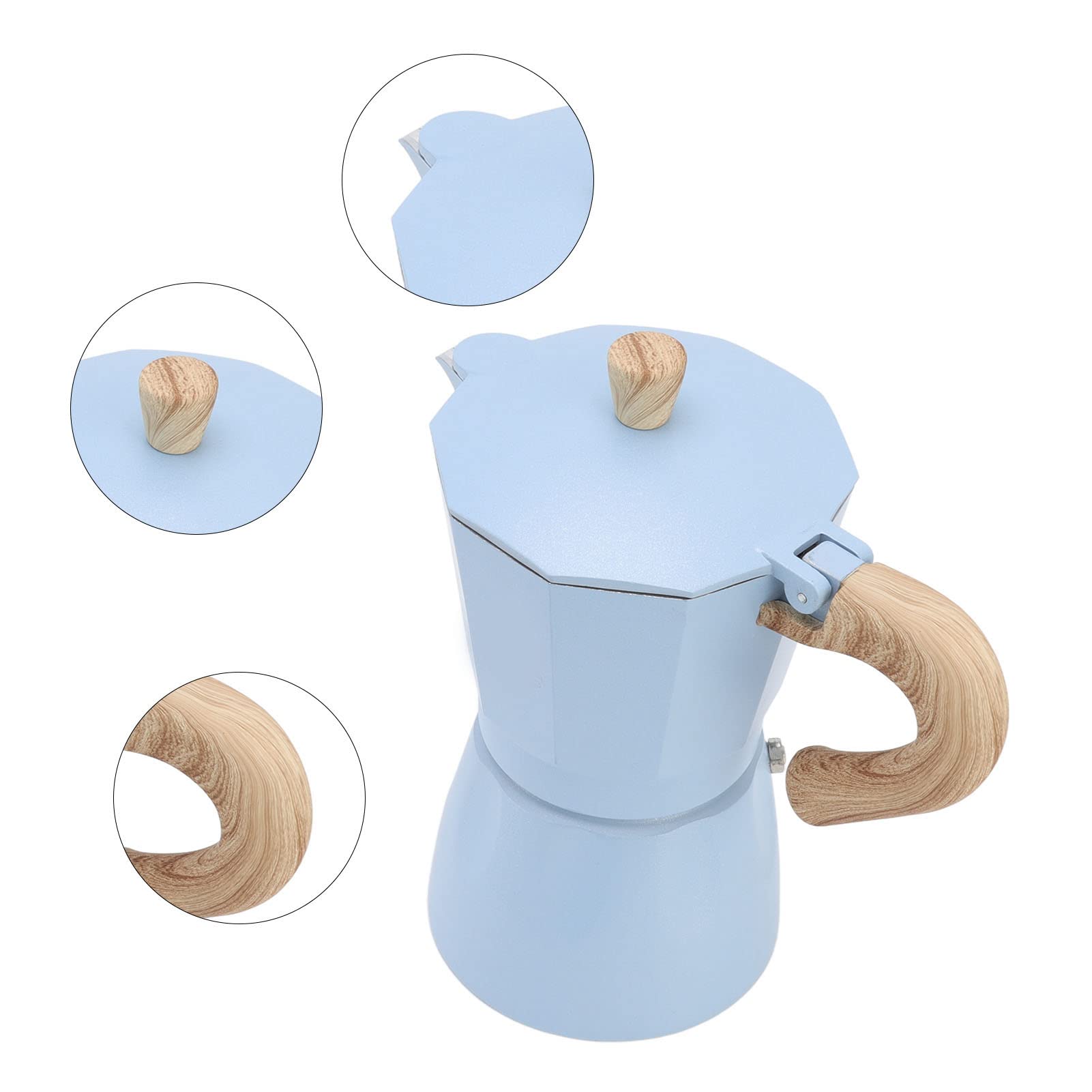 Cafetera Moka - 300ml 6 Tazas Aleación de Aluminio Moka Cafetera Italiana para Estufa, Moka Pot Cafetera para el hogar Café Oficina Camping Picnic