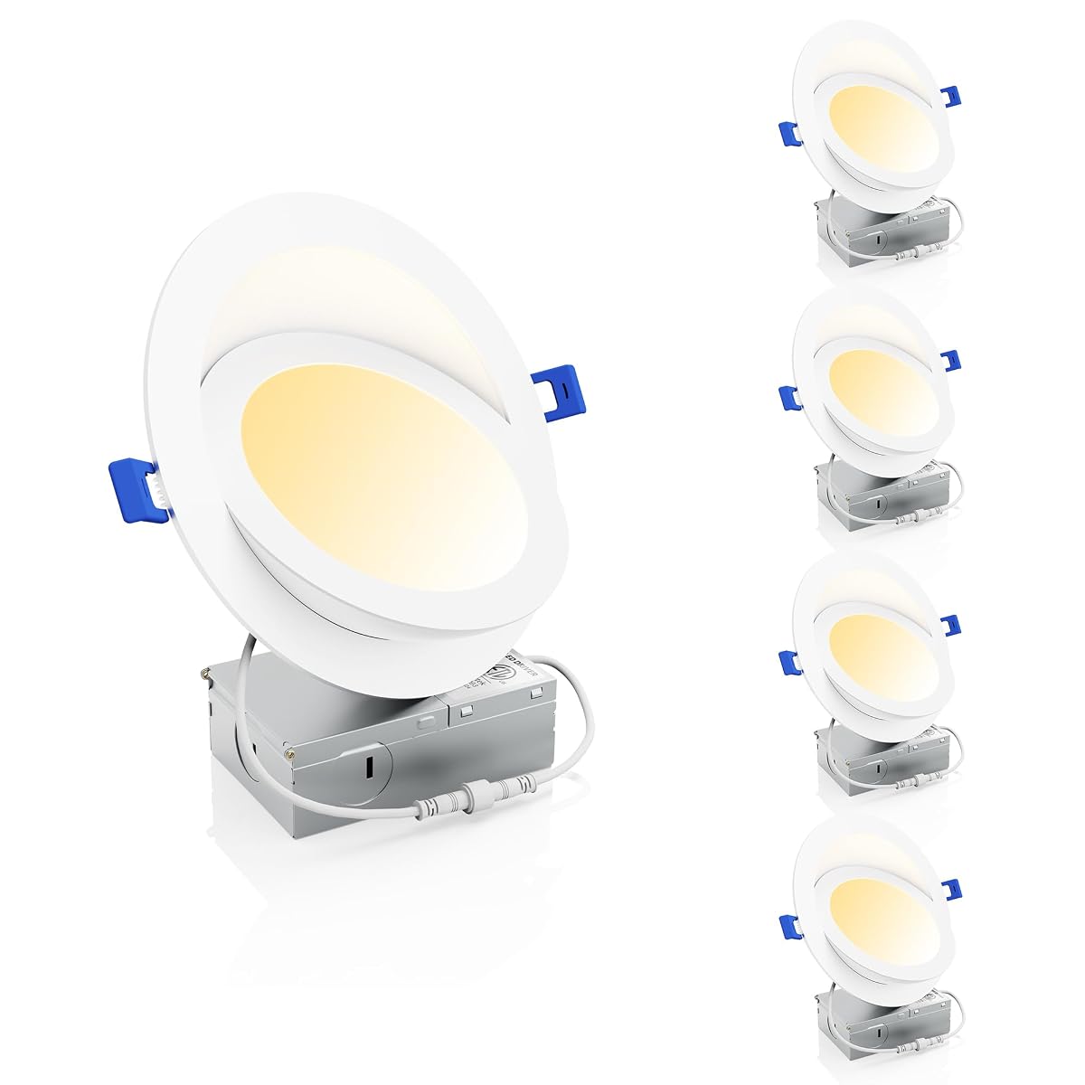 Ensenior 6 Inch LED Eyeball Recessed Lighting, 2700K-5000K, Dimmable, 1300LM, 4