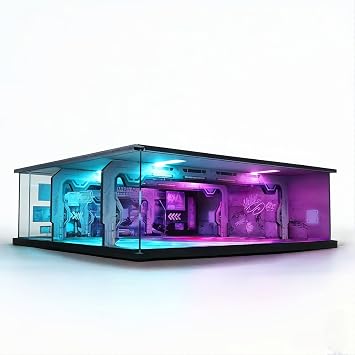 1/64 Diorama Cyberpunk Garage Model, LED Lighting Parking Lot Scene
