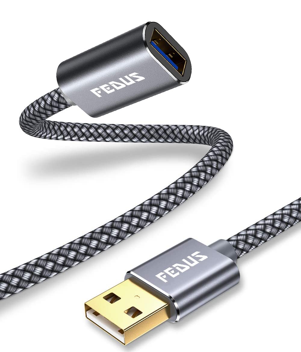 FEDUS USB 3.0 Extension Cable 4.9 Feet, Aluminum Alloy USB Cable Extender SuperSpeed USB 3.0 Type A Male to USB A Female Extension Cord for Printer, TV, Playstation, Xbox, Hard Drive,Keyboard, USB hub