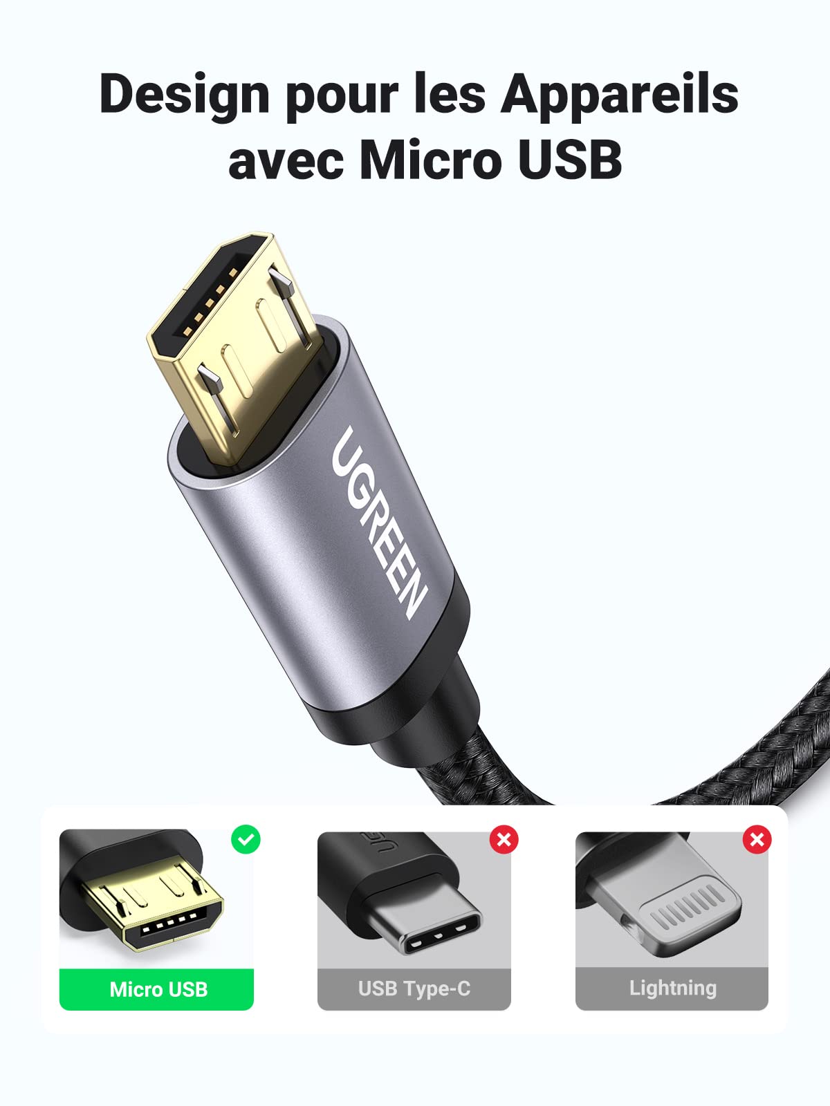 NETDOT 3 PACK Gen7 Nylon tressé Micro USB Câble de Chargement et de
