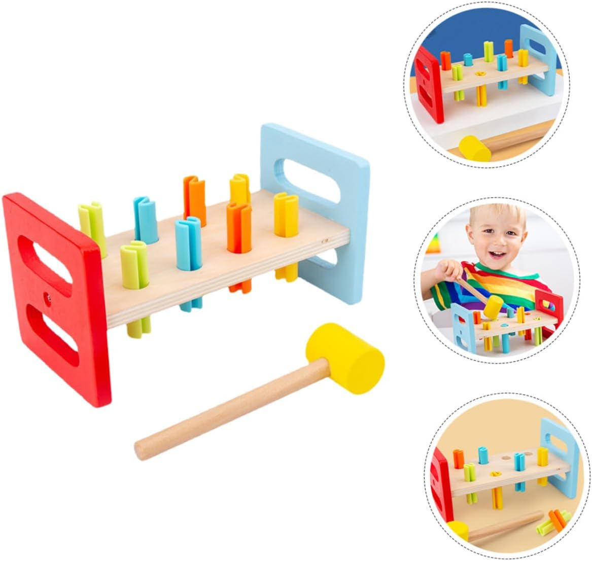 2Pcs Hammer Pounding Bench for Fine Motor Skills Development Interactive Cognitive Play Tool for Safe Educational Playthings