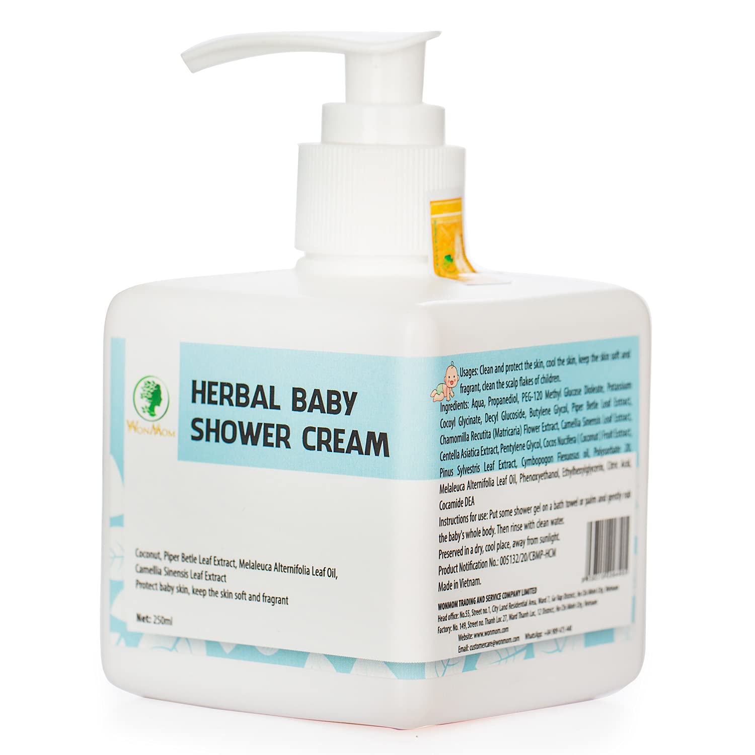 Herbal Baby Shower Cream with Piper Betel Leaf Essential Oil (8.5 Fl oz)