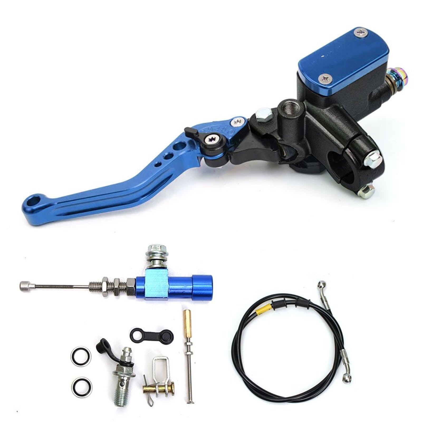 Ouvecr Blue Motorbike Brake Levers 22Mm Motorcycle Cnc Hydraulic Clutch Kit Lever Master Cylinder Knitting Oil Hose(Blue)