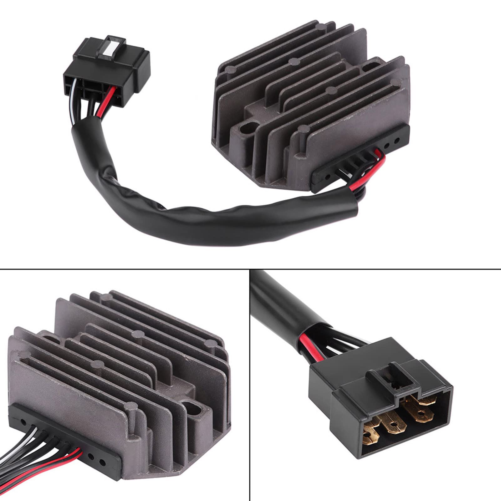 Fydun Regolatore di Tensione Moto, Nero Raddrizzatore del Regolatore di Tensione Lega di Alluminio per Burgman AN250 1998-2002 AN400 1999-2002