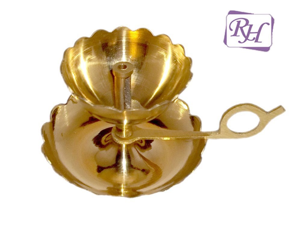 Brass Deepak, Diya and Metal Lohban dhoop Diya for Puja and Religeus Item (Brass, 3-Inch)