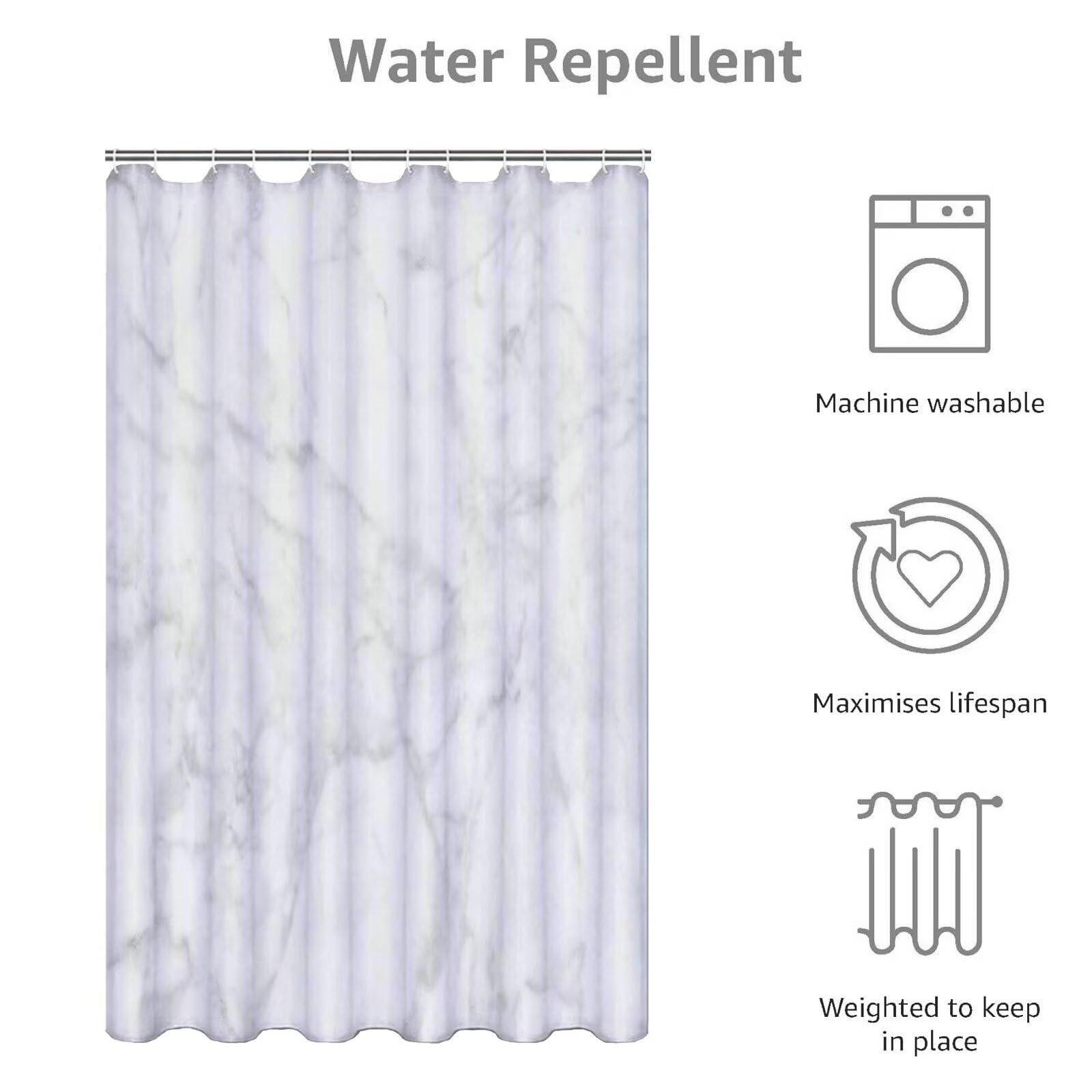 Rideau Douche 180x210cm Polyester Lavable en Machine Imperméable Tissu Rideaux de Douche avec 12 Crochets en C, Ourlet Lesté, pour Salle de Bain Domicile Baignoire Cabine, Hôtel (Gris Beige) D#335