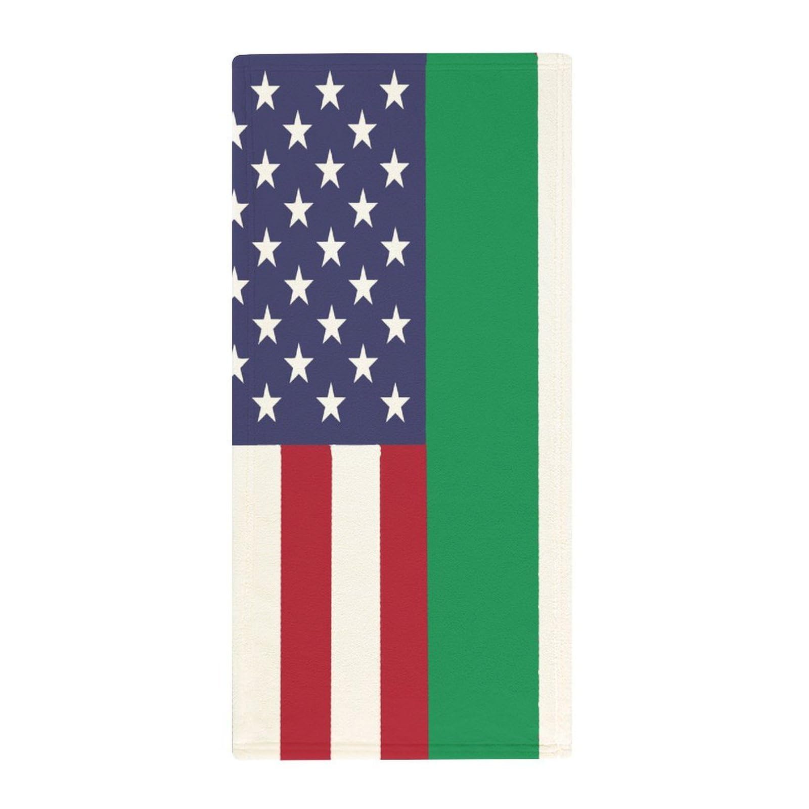 Anceky Multi-Use Kitchen Towels, American Italian Flag Art Absorbent Guest Towels for Hotels, Gym & Quick-Dry Face Care