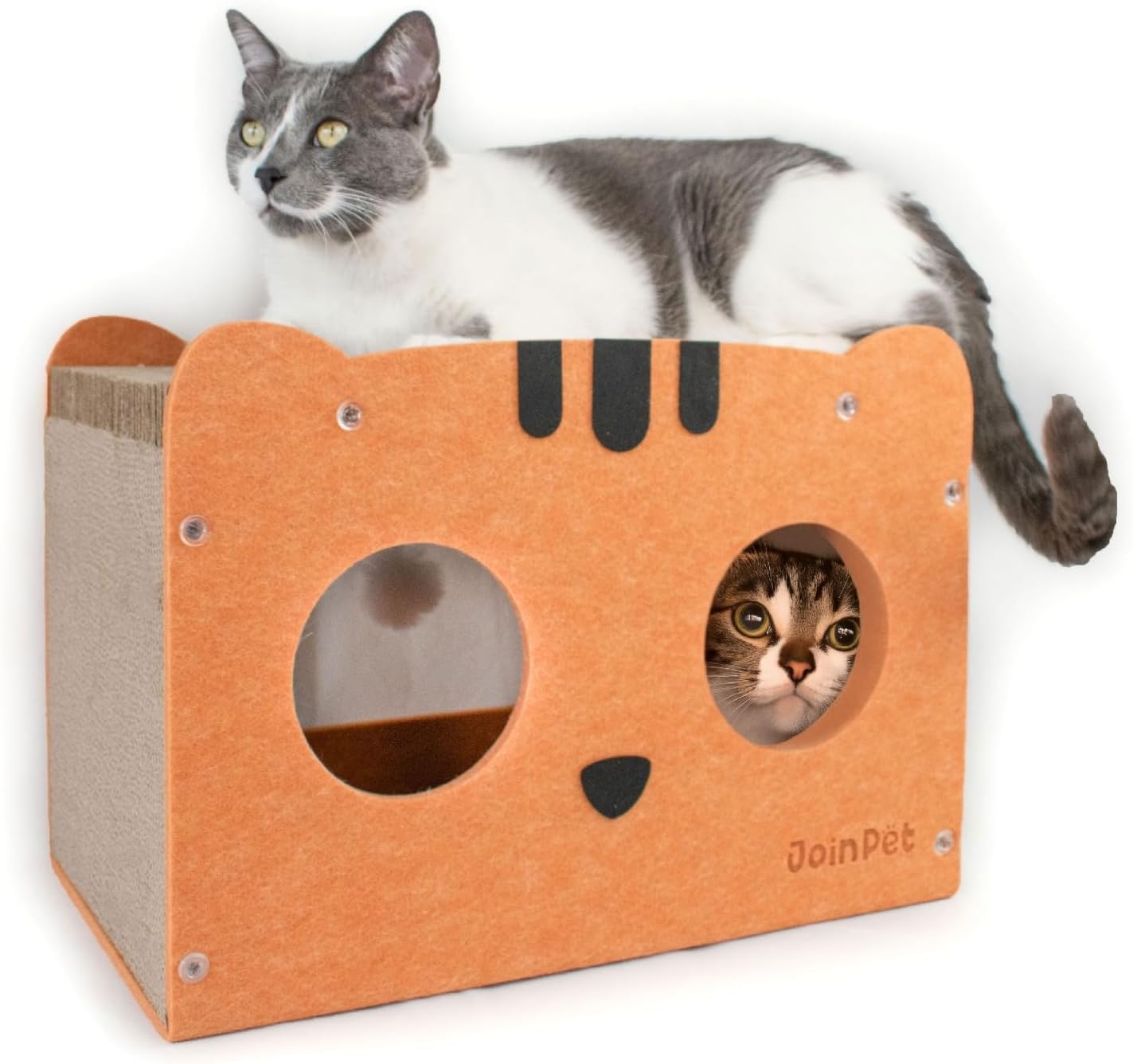Cardboard cat House, cat scratchers for Indoor Cats with Spacious cat Houses for Indoor Cats, – 4-in-1 Cardboard cat Scratcher, with Two Different Scratch Experience, 18.5x11.4x13IN Joinpet