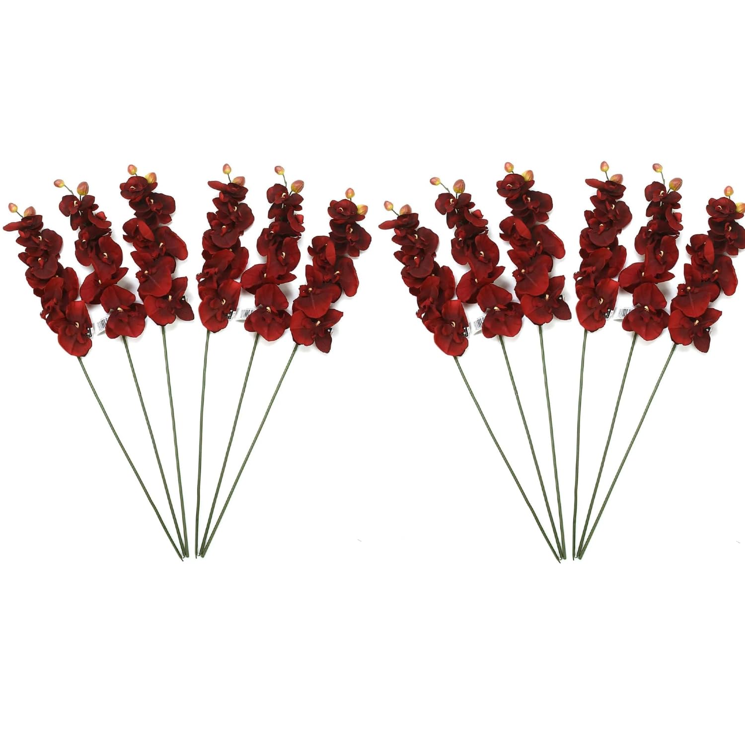 Hosley Set of 12 Bulk Pack Farmhouse Orchid Phalaenopsis Artificial Flowers 28" Long - Burgandy. Great for Use Vases, for Home, Wedding, Spa &amp; Special Occasions