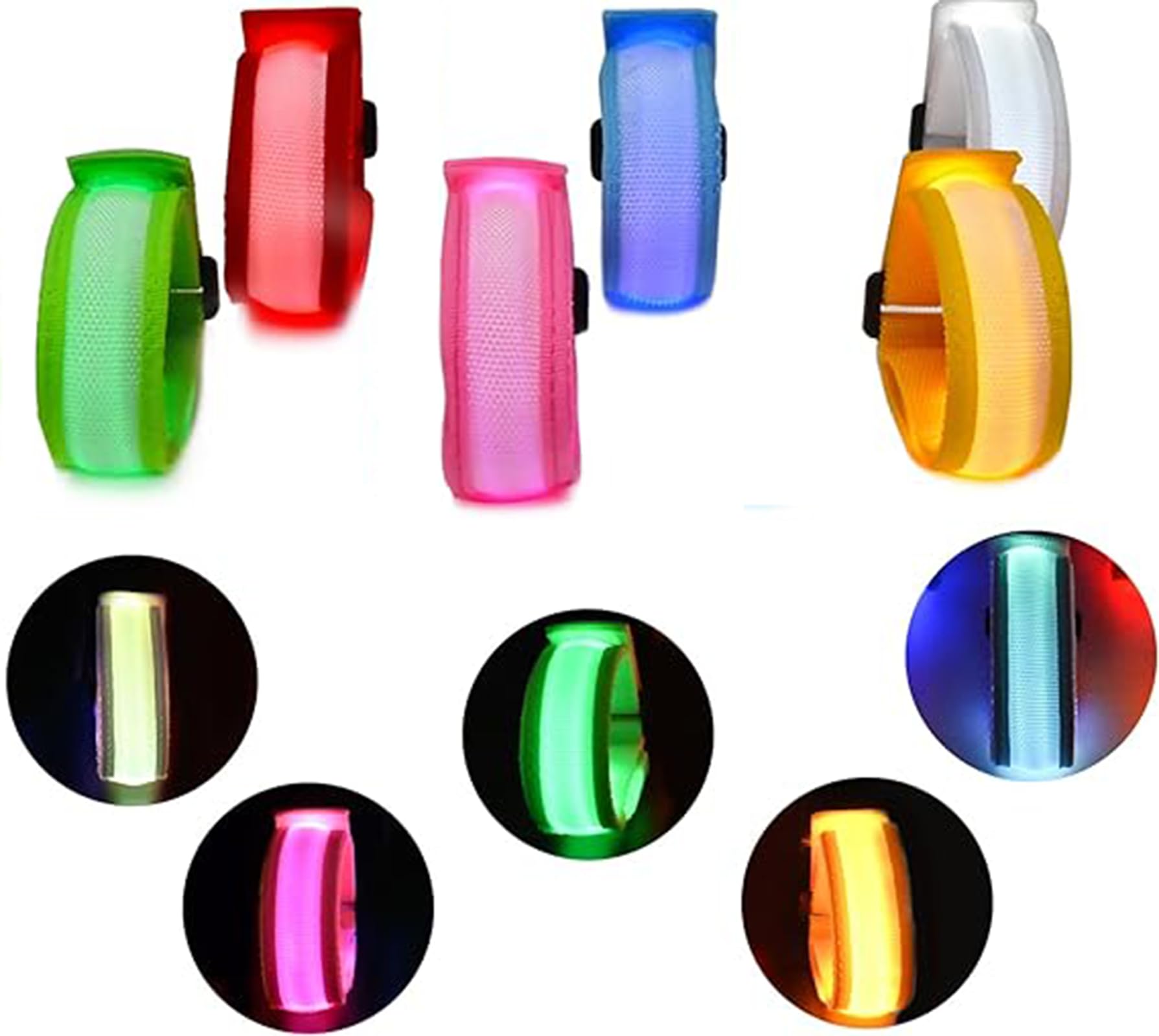 BEETO 6 PCS LED Light Up Bracelets for Kids Adults, LED Glow Flashing Arm Wrist Bands, Glow in The Dark Party Supplies for Night Events Safety Party Favors Concerts Rave Sports, Random Color