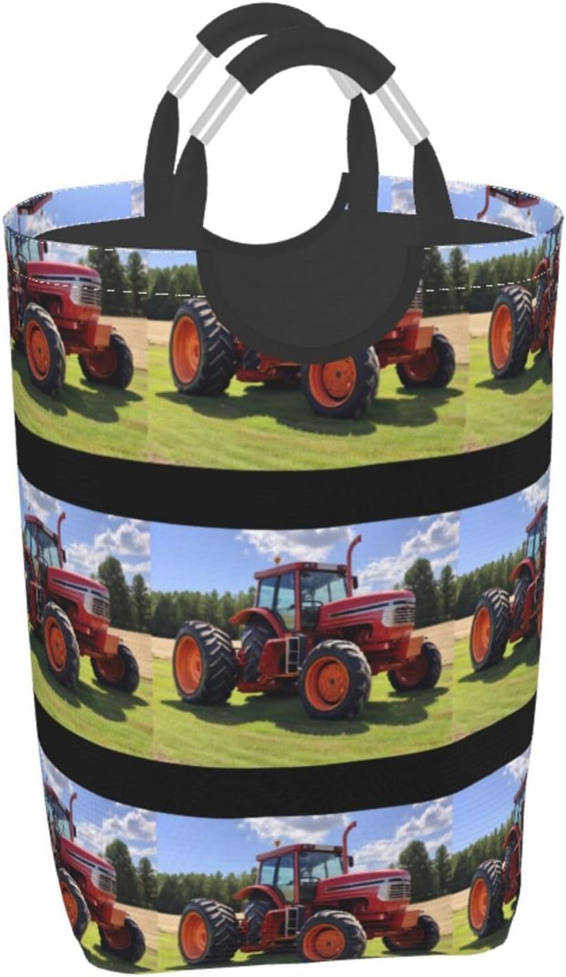 Farm tractor Foldable storage bag, 50L capacity, suitable for laundry room, dormitory bedroom, dirty clothes storage basket.