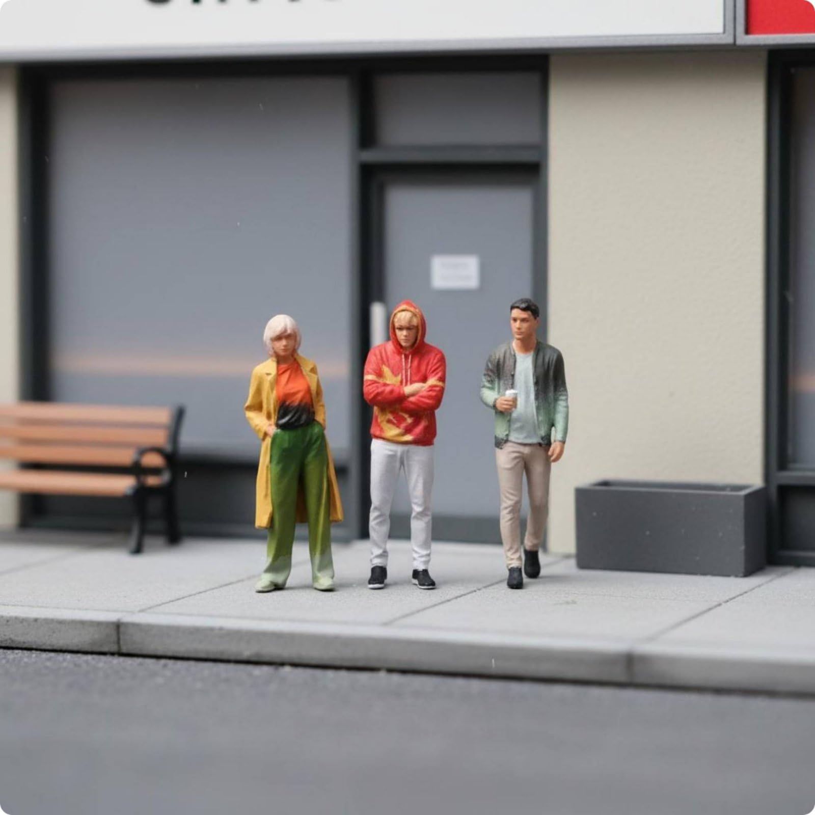 Figurina Fashion Resina Statuetta Miniatura Personaggio con Abbigliamento Moderno E Postura Dinamica per Costruzione di Scene Esposizione di Modelli, Mo223061