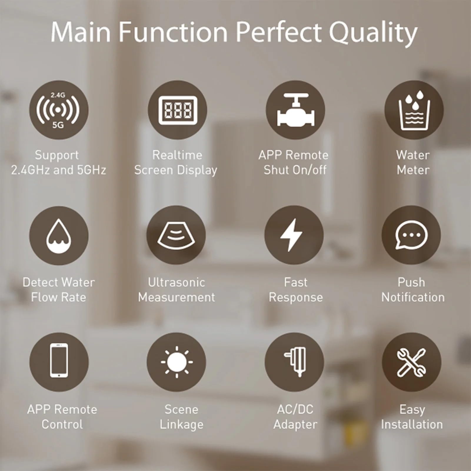Medidor de caudal válvula agua inteligente WiFi for Tuya, aplicación multifuncional, control voz, banda dual 2.4G 5G, DN20,Resistente a la intemperie