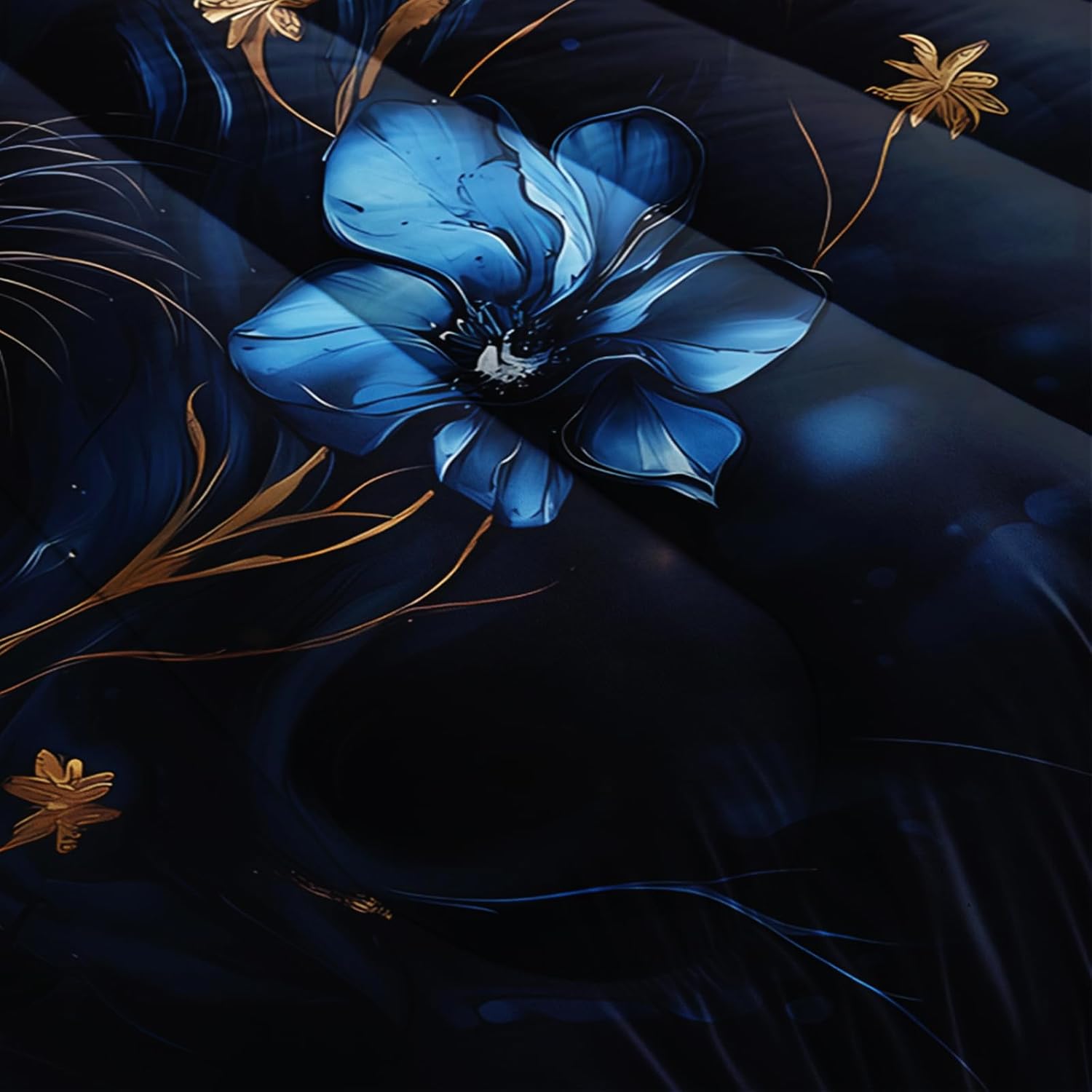 Black and Gold Flower Lion Comforter Set Queen Size，Animal Print Queen Size Bedding Set for Boy，with 1 Comforter with 2 Pillow Case - Image 6