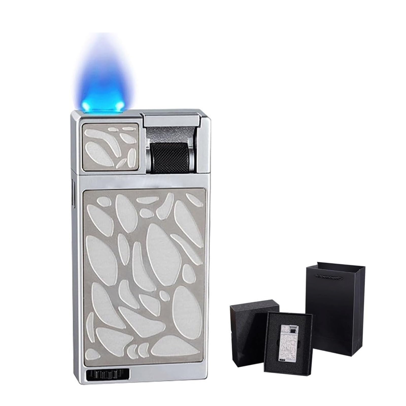 Encendedor de metal, resistente al viento, llama ajustable, recargable para barbacoa, velas, uso al aire libre, encendido de brazo basculante, gran regalo para hombres, diseño ultrafino
