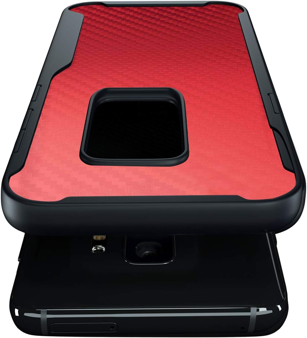 Kitoo Designed for Samsung Galaxy S9 Plus Case, Carbon Fiber Pattern, 10ft. Drop Tested, Wireless Charging - Red
