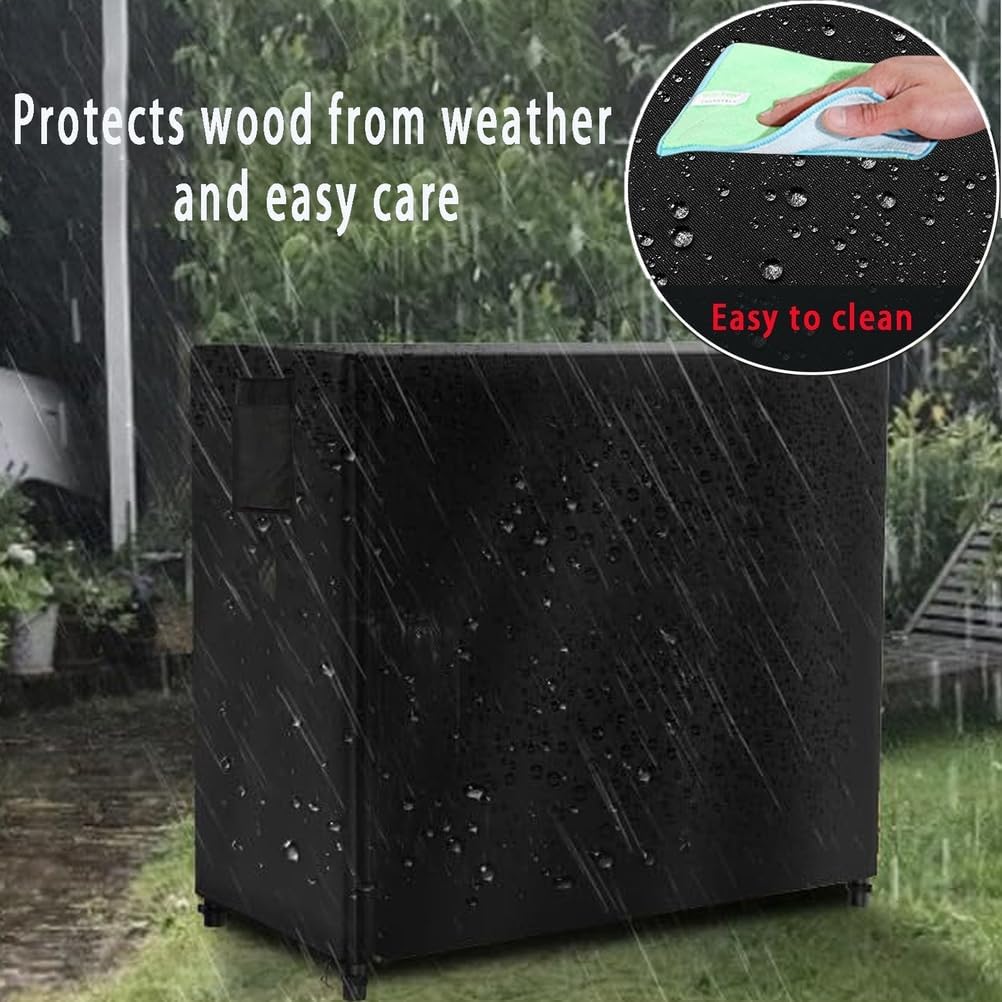 Firewood Rack Cover 4/5/6/8/10/12ft,Waterproof Firewood Rack Outdoor Cover with Full Front Zipper & Windproof Straps,420D Oxford Log Protector for Fireplace,Fire Pit,Gray,10 ft