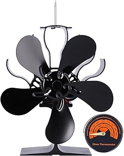 5-ostrzowy wentylator zasilany ciepłem, cicha praca Wydajny wentylator grzewczy na drewno z termometrem, przyjazny dla środowiska wentylator kominkowy do palnika na drewno/kłody/kominka