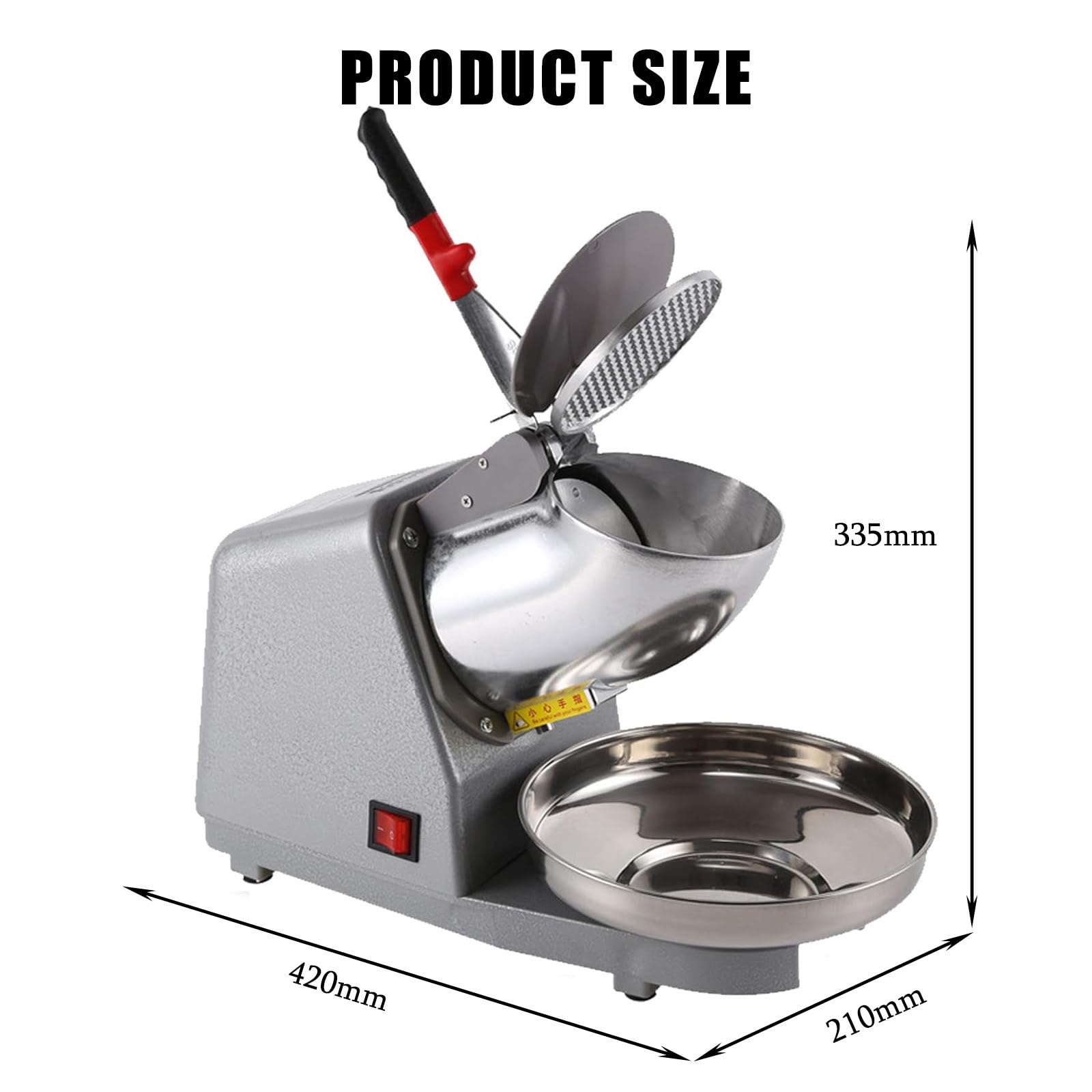 Tritaghiaccio Elettrico, Macchina per Granite, Dessert, Cocktail, Ghiaccio tritato, Doppie Lame in Acciaio Inox