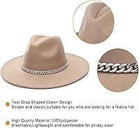 Vista 6 de Faringoto Sombrero Fedora de fieltro de ala ancha de moda para mujer Otoño Invierno Hombres Panamá