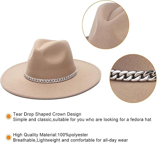 Miniatura 6 de Faringoto Sombrero Fedora de fieltro de ala ancha de moda para mujer Otoño Invierno Hombres Panamá