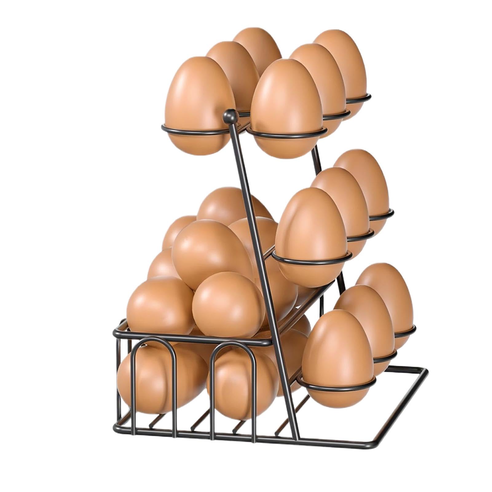 Cesta para huevos frescos de metal negro, organizador de cocina elegante con gran capacidad