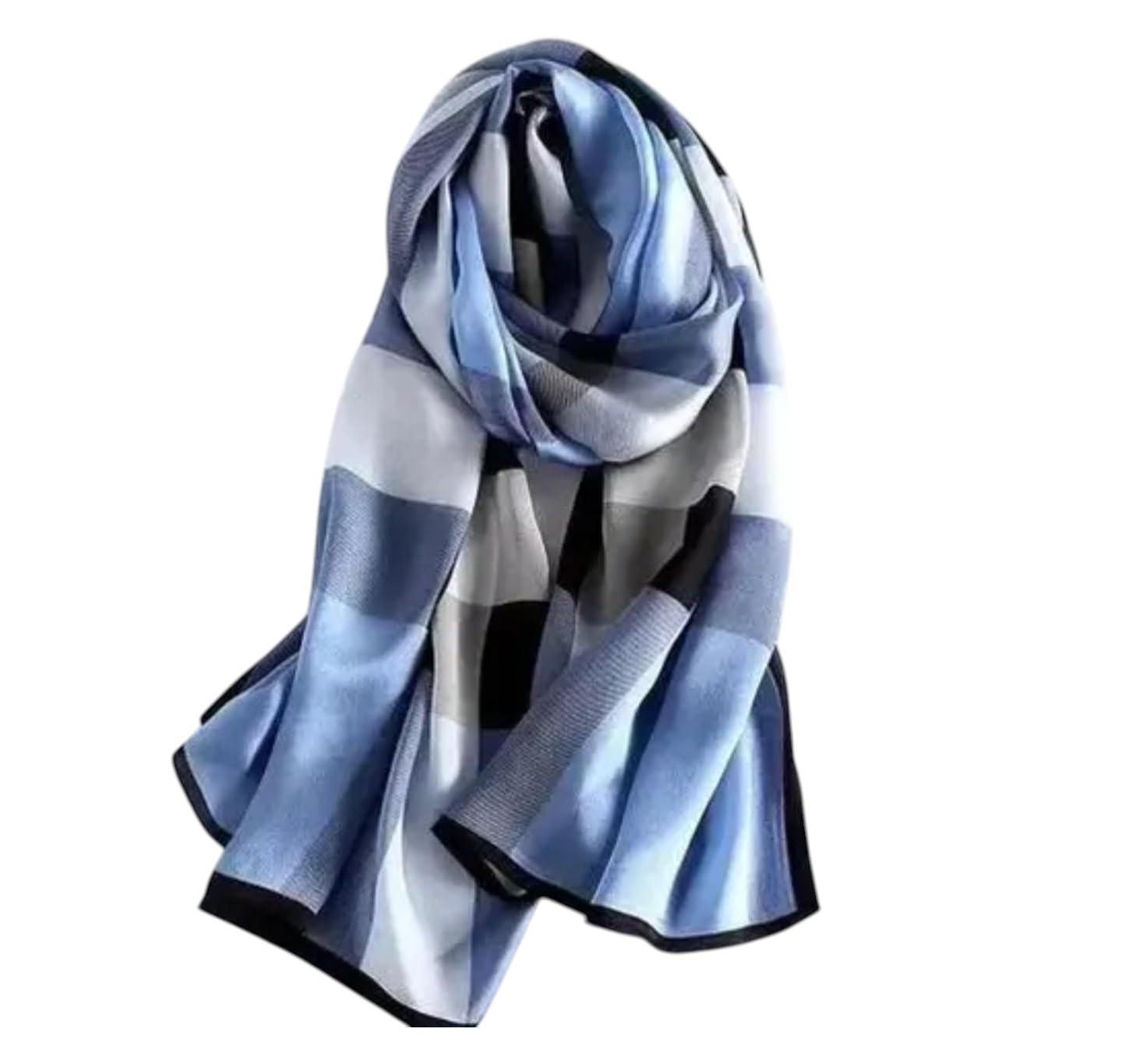 Women's Viscose Scarf Hijab Stole,180x90 cm, Soft Lightweight Checkered Design-image-37
