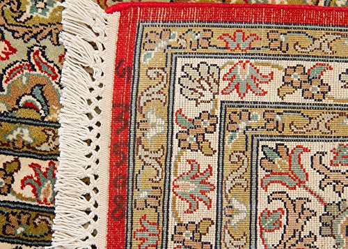 18/18 Orientteppich Kaschmir Seide Teppich Medaillon in Rot, Größe: 247x308 cm Wohnzimmer – Bild 7