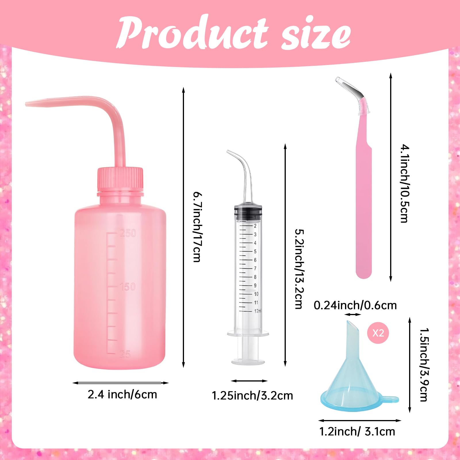 5 Pcs Snow Globe Tumbler Supplies for Glitter Snow Globe DIY Contains Plastic Squeeze Bottle Small Funnel Tweezers Bent Syringe for Cup Making Supplies