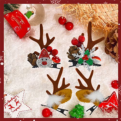 2 Pares de Pinzas para el Pelo de Navidad con Cuernos de Reno, Clips de Cocodrilo con Orejas de Ciervo, Accesorios para Mujeres miniatura 7