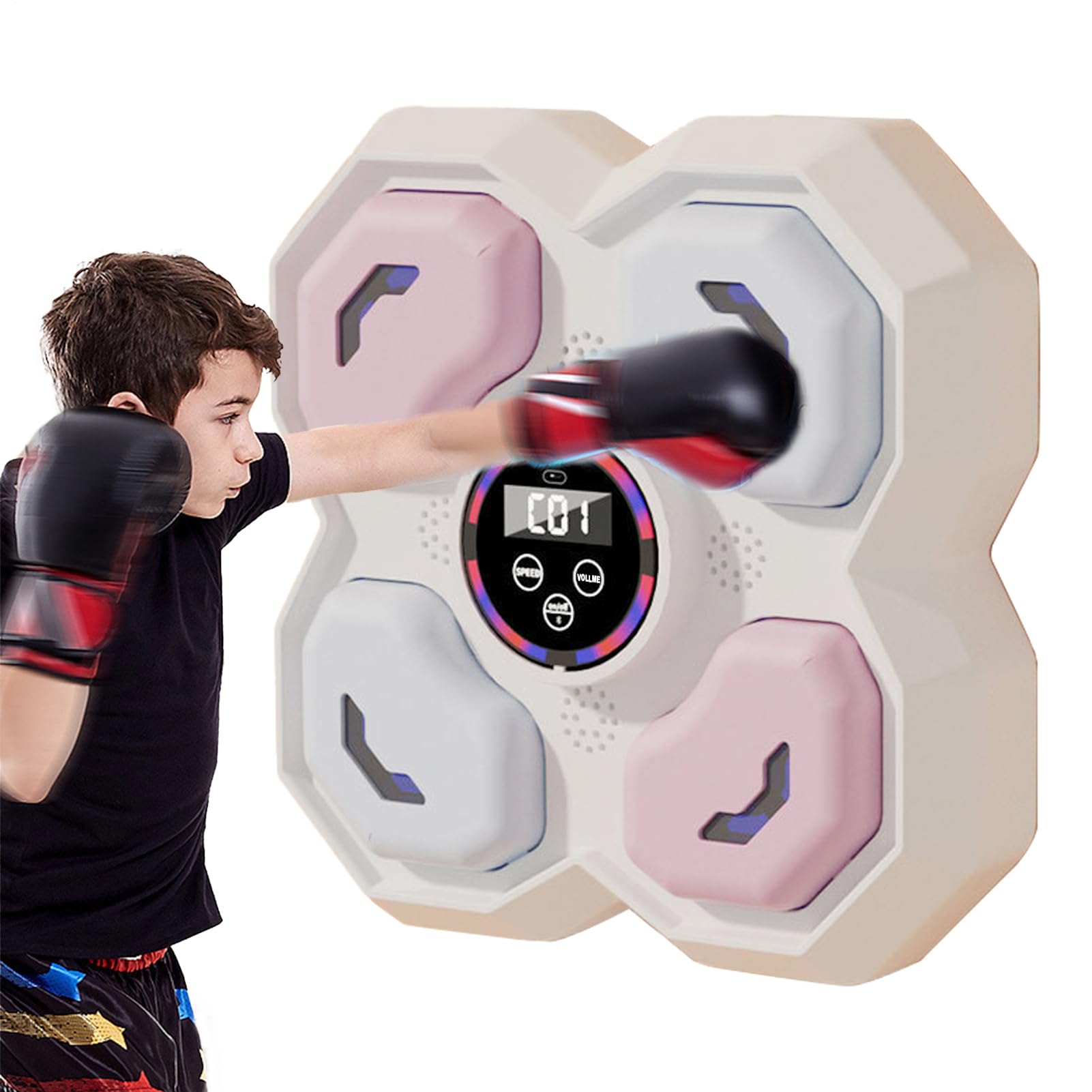 Allenatore di boxe intelligente | Dispositivo di fitness domestico intelligente senza fili con illuminazione - Allenatore di boxe musicale da parete - per figlia famiglia amici uomini donne ragazzi