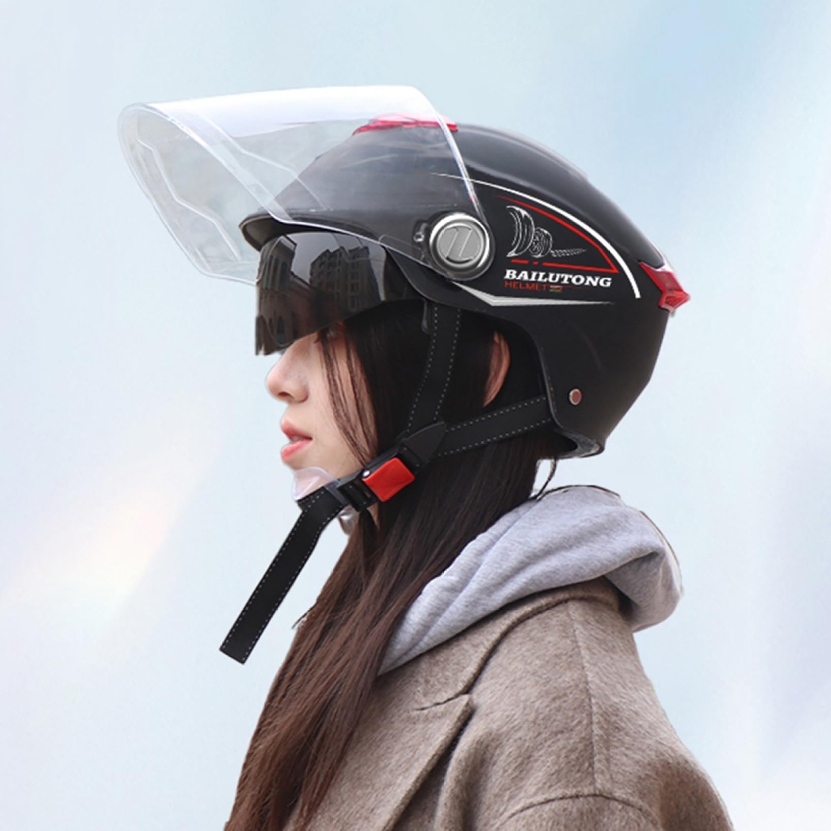Amazon.co.jp: ヘルメット バイク ハーフ 大きいサイズ ダブルシールド