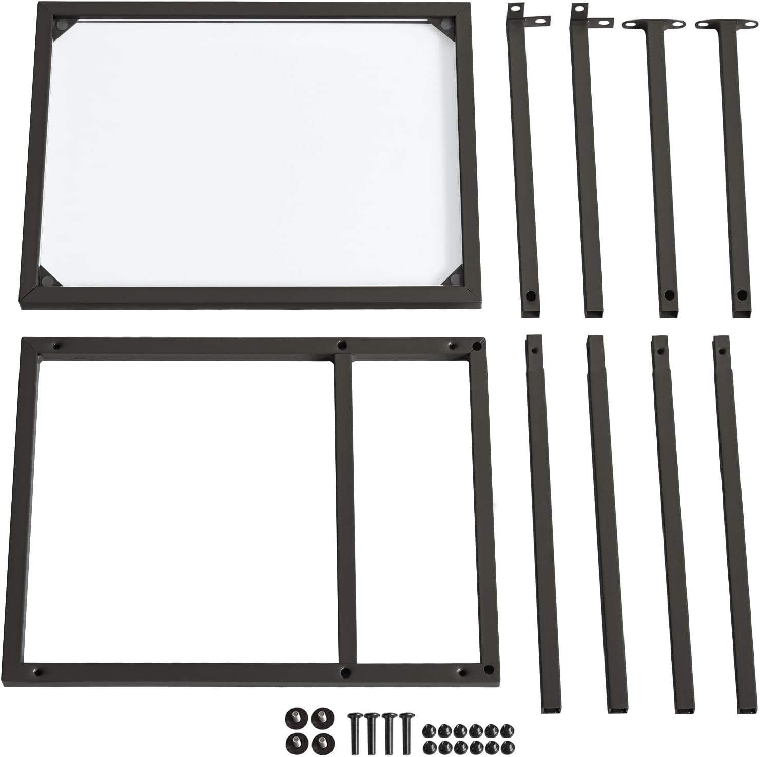 YMYNY C-Shaped End Table, Tempered Glass Sofa Side Table, TV Tray CouchTable That Slide Under for Small Space, Coffee Table for Hallway Office Bedroom Living Room, Metal Frame, Black, UHGD001B