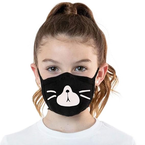 Vritraz Glow in the dark luminous Unisex Cotton Blend Anti Dust, Pollution Face Mouth Mask Black for Kids