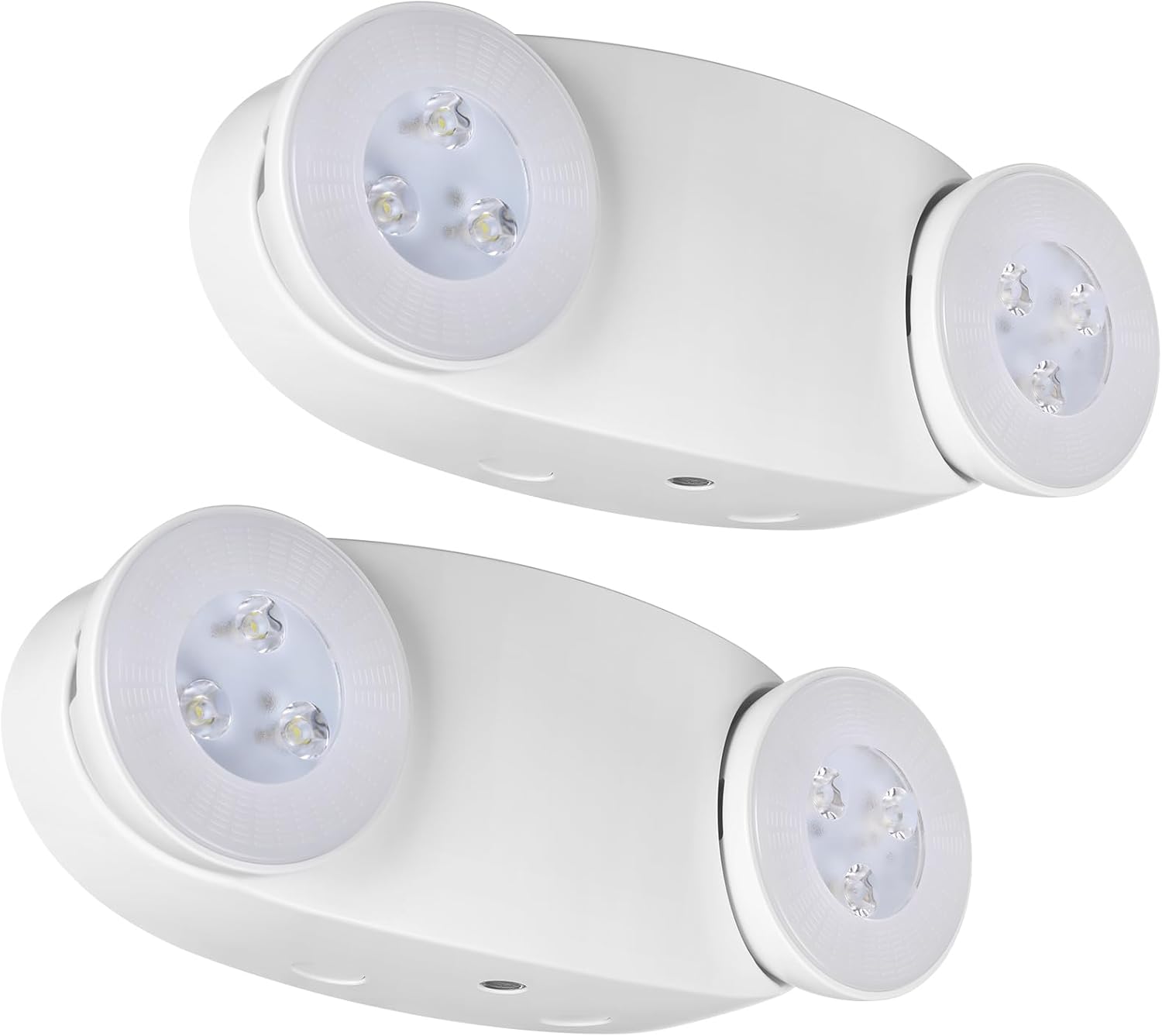 TORCHSTAR LED Emergency Light with Battery Backup, 800lm High Output, UL Listed, AC 120-277V, Commercial Emergency Lighting with Two Adjustable Heads, Hardwired Exit Light Fixtures, White, Pack of 2