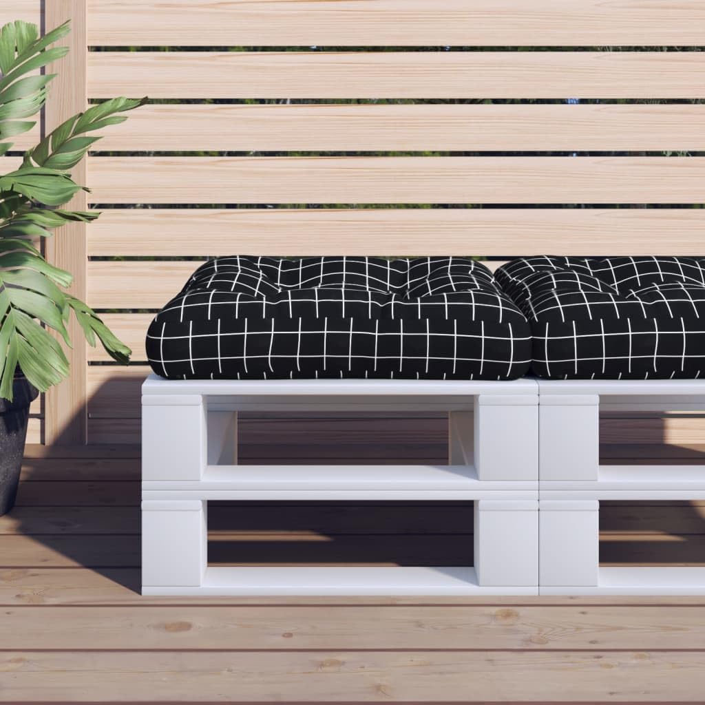 Coussin de palette de jardin 60x60 d'assise extérieur en tissu polyester noir à carreaux