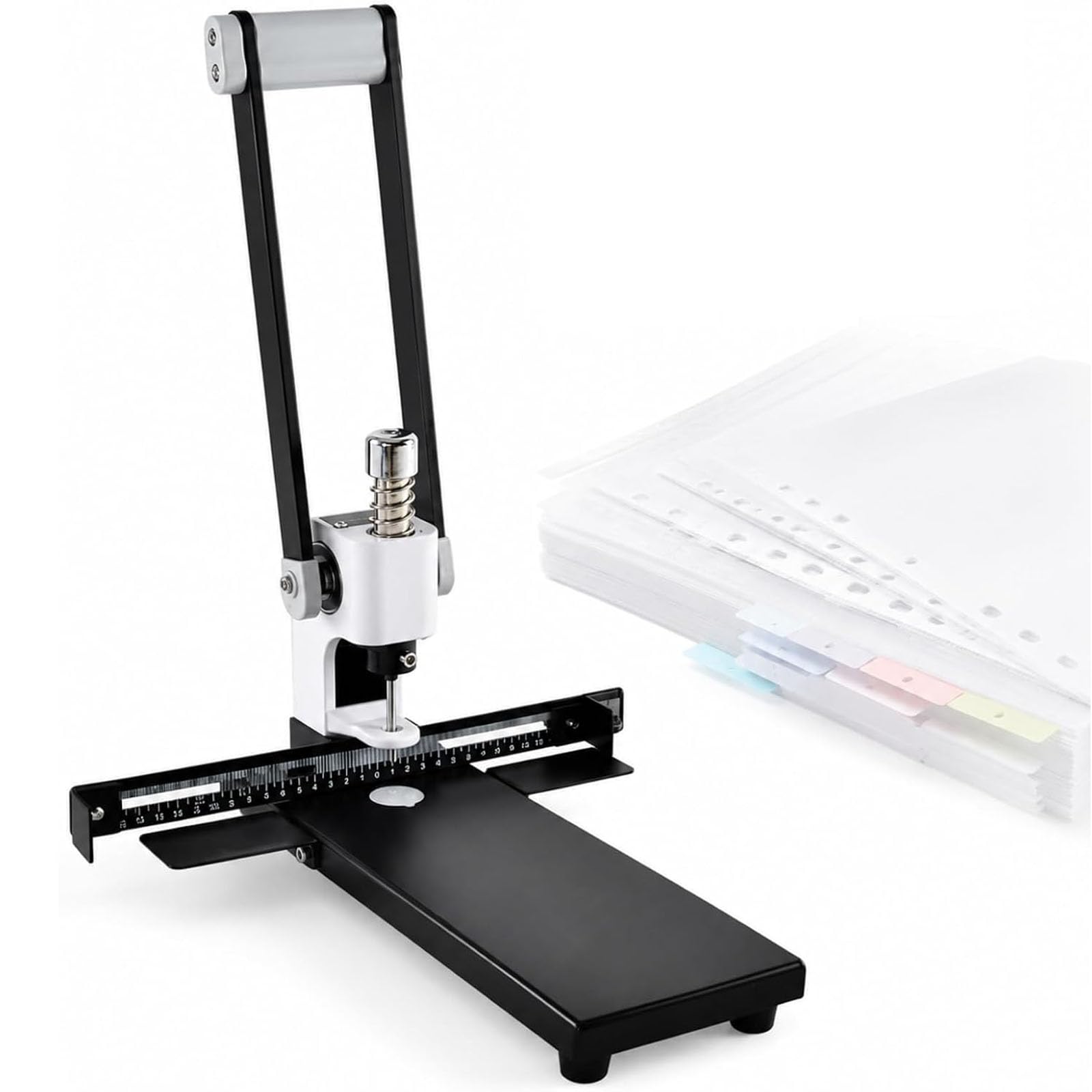 Macchina Perforatrice Multifunzione A Foro Singolo, Perforatrice Manuale A Foro Rotondo, Spessore Di Perforazione Fino A 30 Mm, Margine Regolabile Entro 28 Mm, Per Carta, Etichette, Tessuti