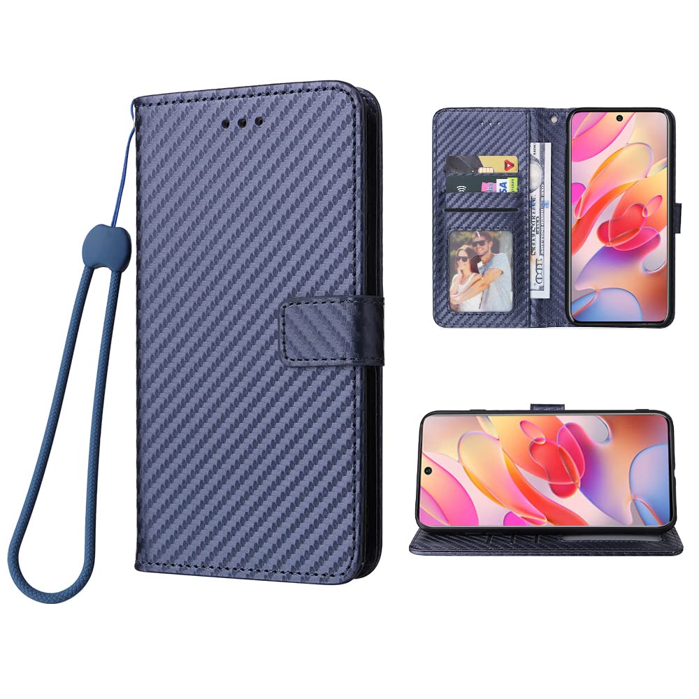 Compatible with Xiaomi Redmi Note 10 5G Wallet Case Wrist Strap Lanyard and Leather Flip Card Holder Stand Cell Accessories Phone Cover for Poco M3 Pro/Redme Note 10T G5 Women Men Blue